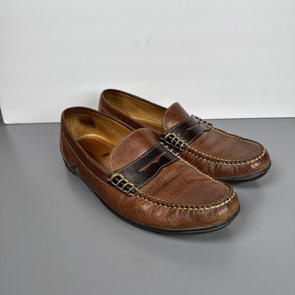 MARTIN DINGMAN Countrywear Leather Penny Loafers VIBRAM Brown 532215M Sz 10M - Picture 2 of 15